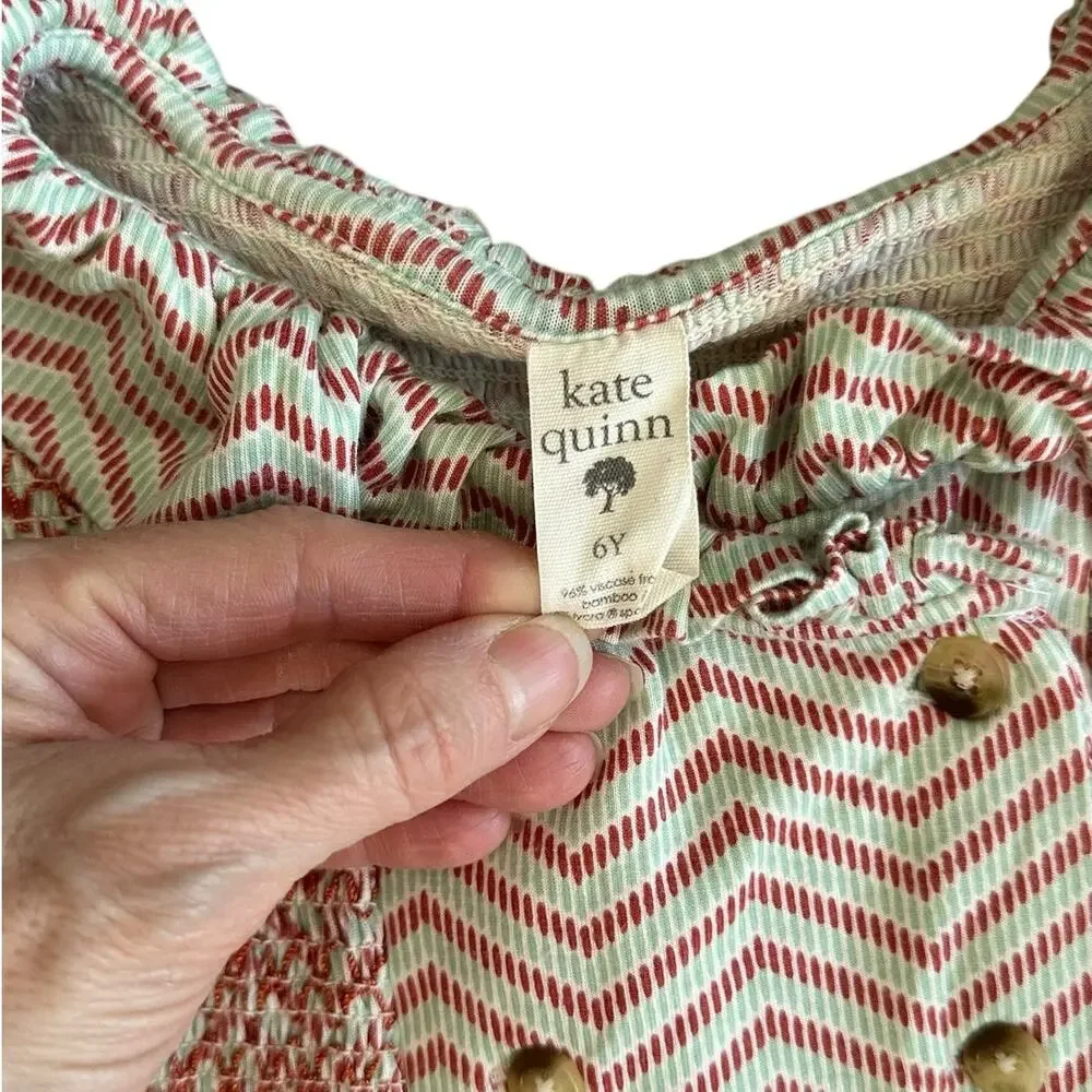 KATE QUINN Girls Smock Ruffle Bamboo Dress Size 6y